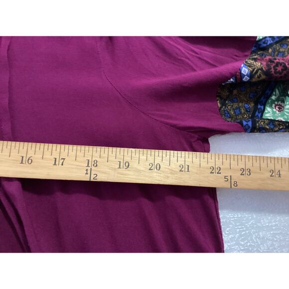 Entro women's boho-style peasant blouse v-neck bell sleeves size L magenta - Picture 7 of 9